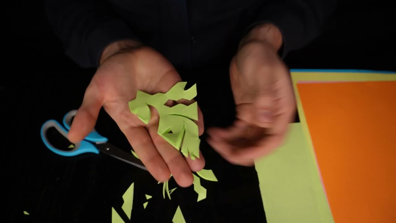 ASMR Cutting Paper Snowflakes From Colored Paper, Scissors and Paper Triggers Christmas Deco DIY 1/2