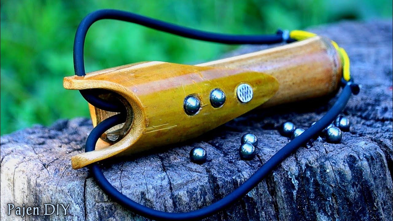 DIY Slingshot - Easy Way To Make Super Powerful Bamboo Slingshot - Pajen DIY