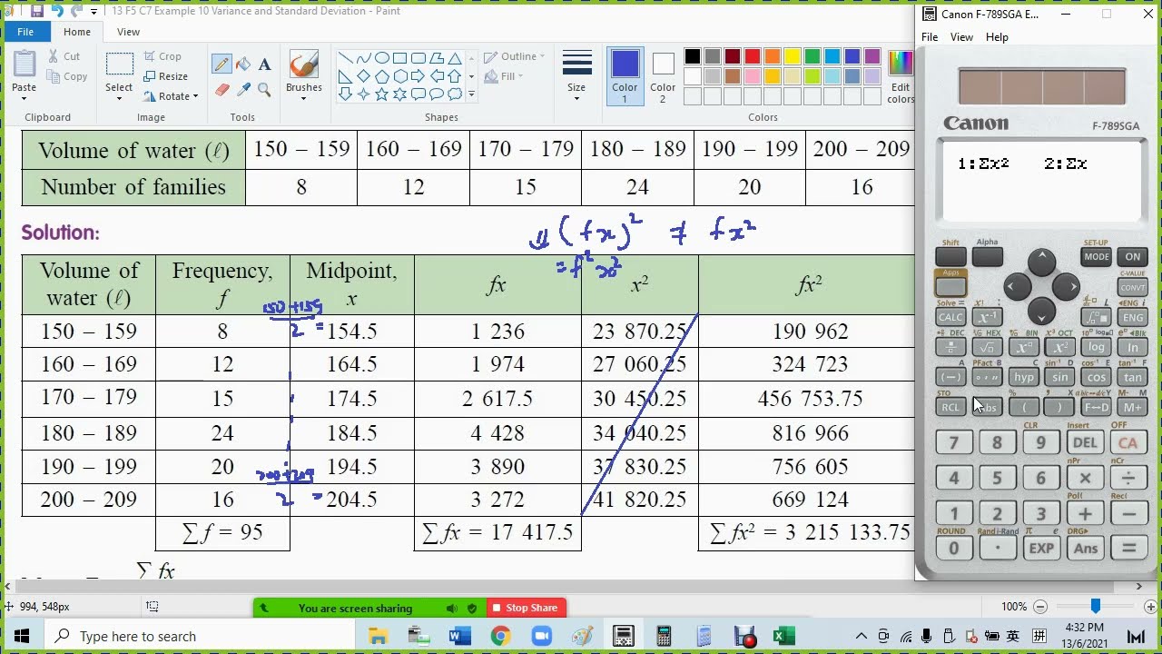 13 F5 C7 Example 10 Variance and Standard Deviation 2 Canon F789SGA