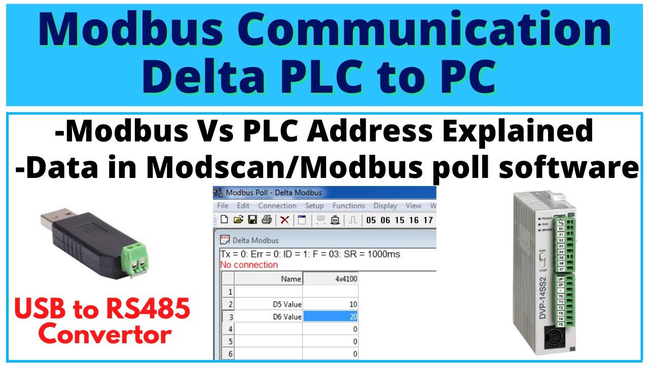 Как получить данные на ПК из Delta PLC по Modbus | Адрес Modbus Delta PLC | Английский