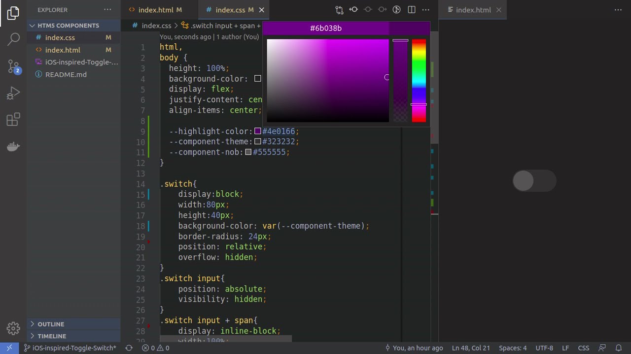 iOS inspired Toggle Switch in HTML and CSS