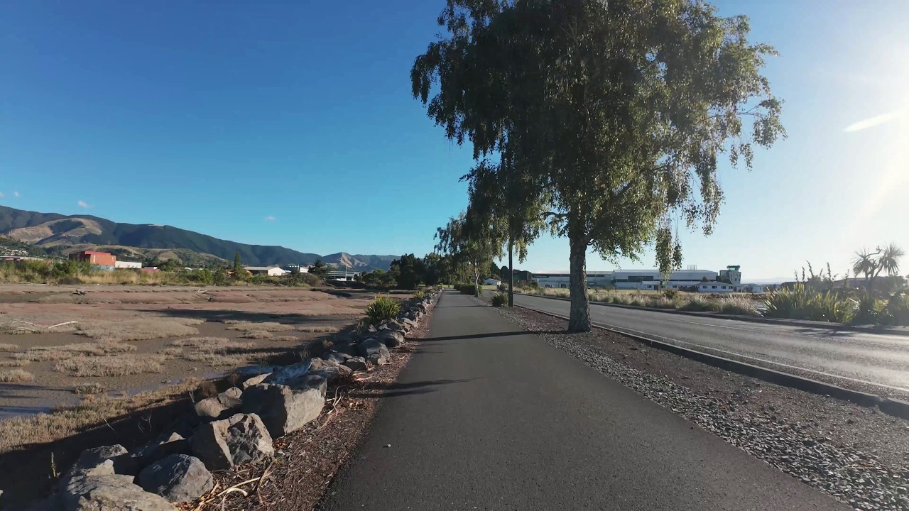 Ride : The Great Taste Trail from Parkers Road past Nelson Airport to Orphanage Stream evening 4K