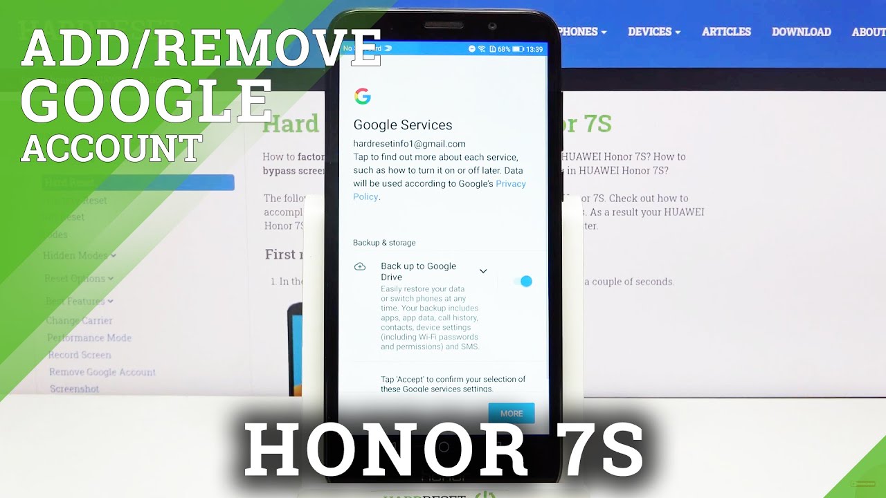 How to Remove Google Account in HUAWEI Honor 7S &ndash; Delete Google User