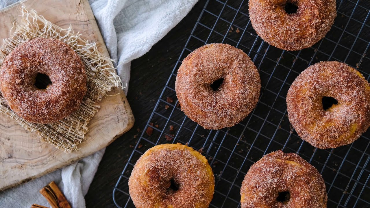 Breakfast Recipe: EASY Cinnamon Sugar Baked Pumpkin Doughnuts by Everyday Gourmet with Blakely