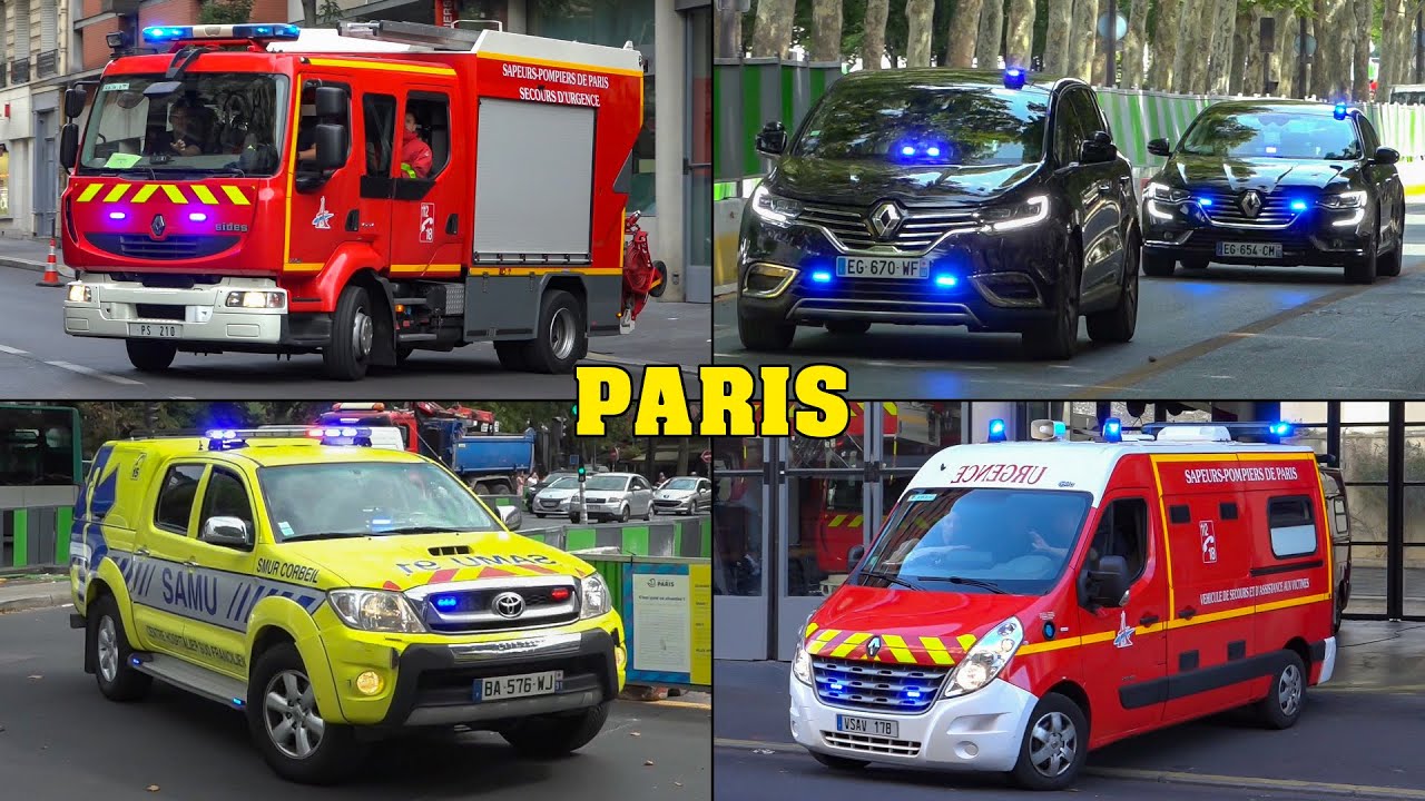 [PARIS] - Fire Brigade, Police & Ambulance Vehicles responding to VARIOUS Calls!