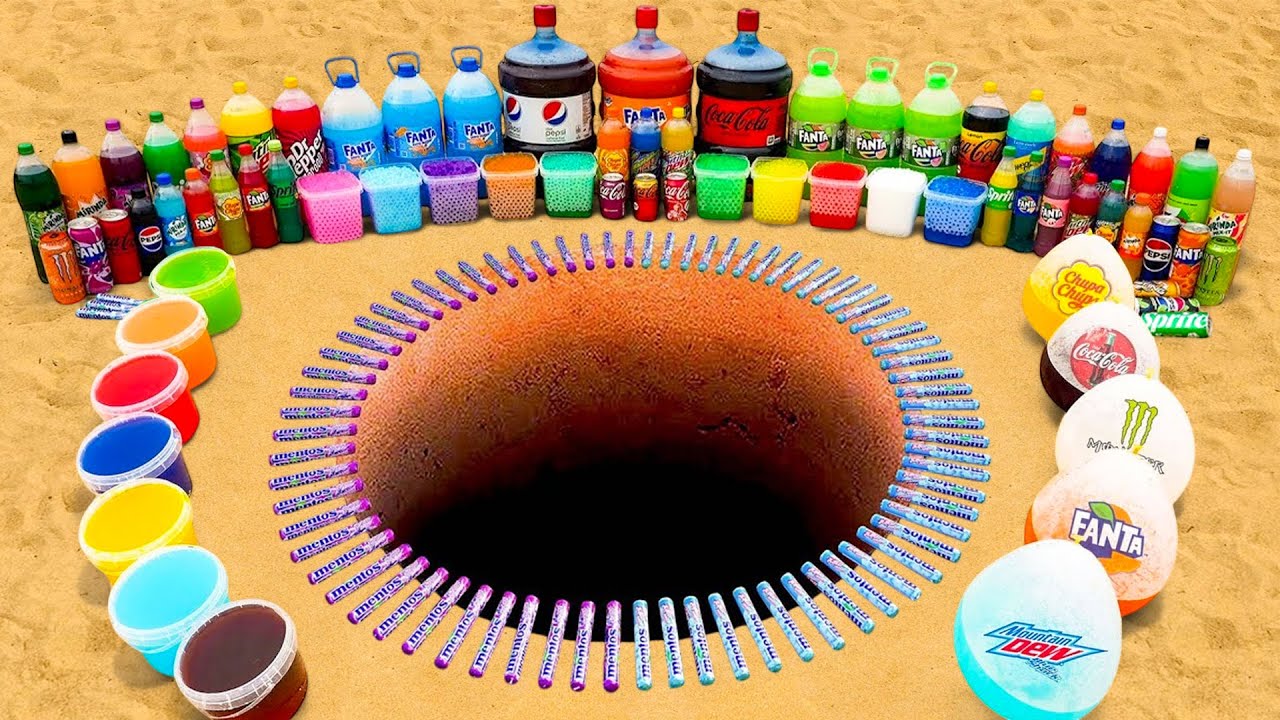 ЭКСПЕРИМЕНТ: Извержение гигантских воздушных шаров из Orbeez, Fanta, 7up, Mtn Dew, Mirinda, Coca ...