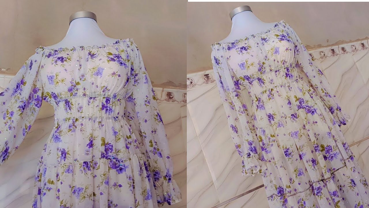 خياطة وتفصيل فستان تركي بطبقات  انيق وخفيف للأعراس 😍😍 جميع المقاسات 👌