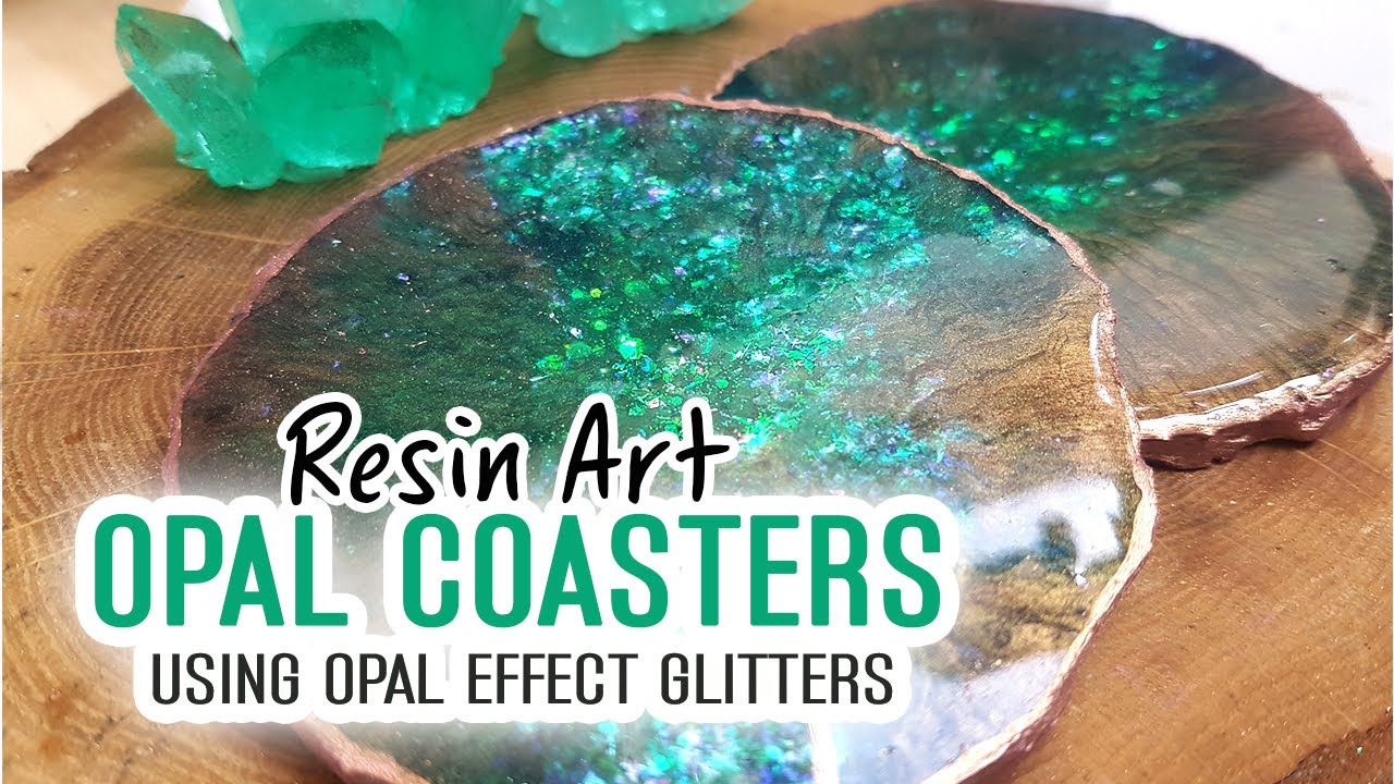 Resin Art - How to make Opal Coasters using glitters and flakes