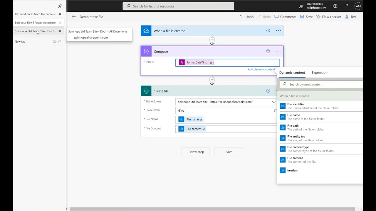 Power Automate - Copy file from Onedrive to SharePoint specific folder