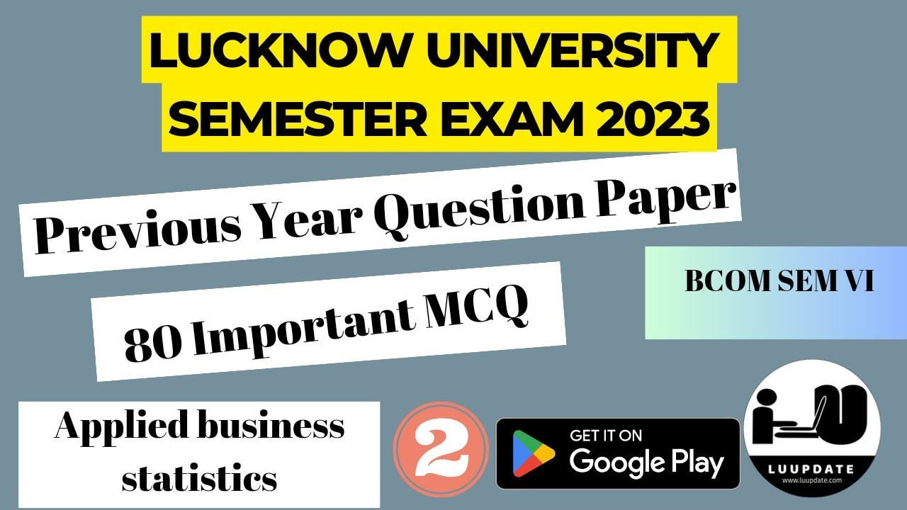MCQ on applied business statistics|BCOM SEM VI|Most Important Revision Series|