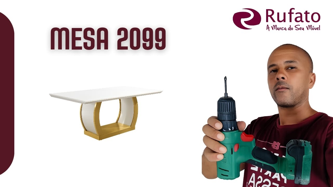 MONTAGEM DA MESA JADE 2299 COM VIDRO RUFATO MÓVEIS