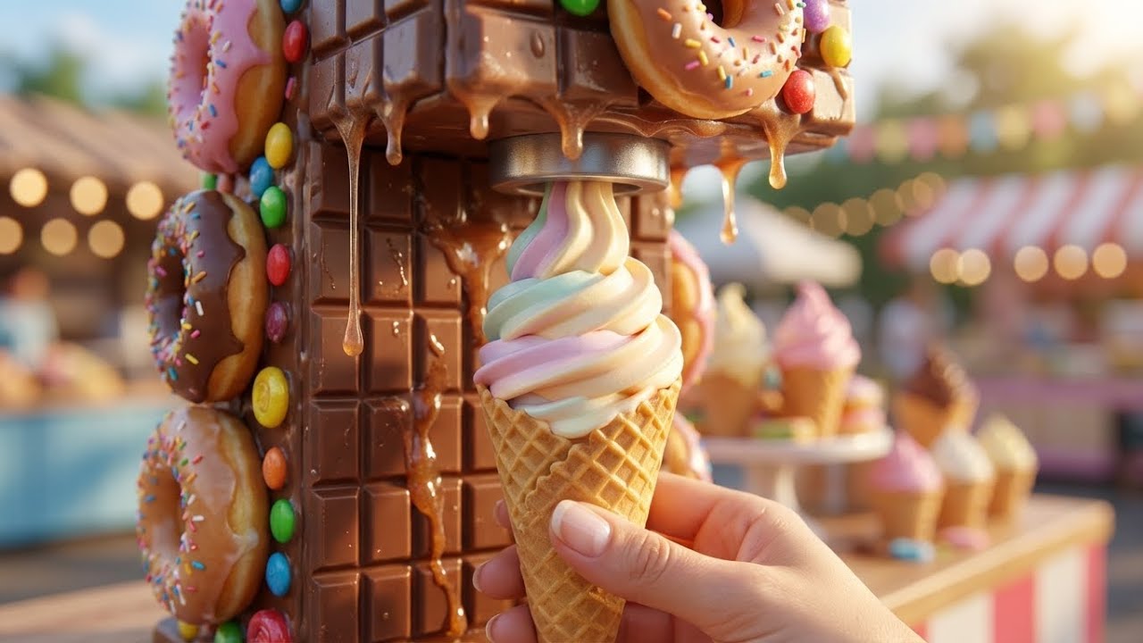 Magical Food Ice Cream Machines ASMR 🍕🍫| Relaxing Natural Sounds