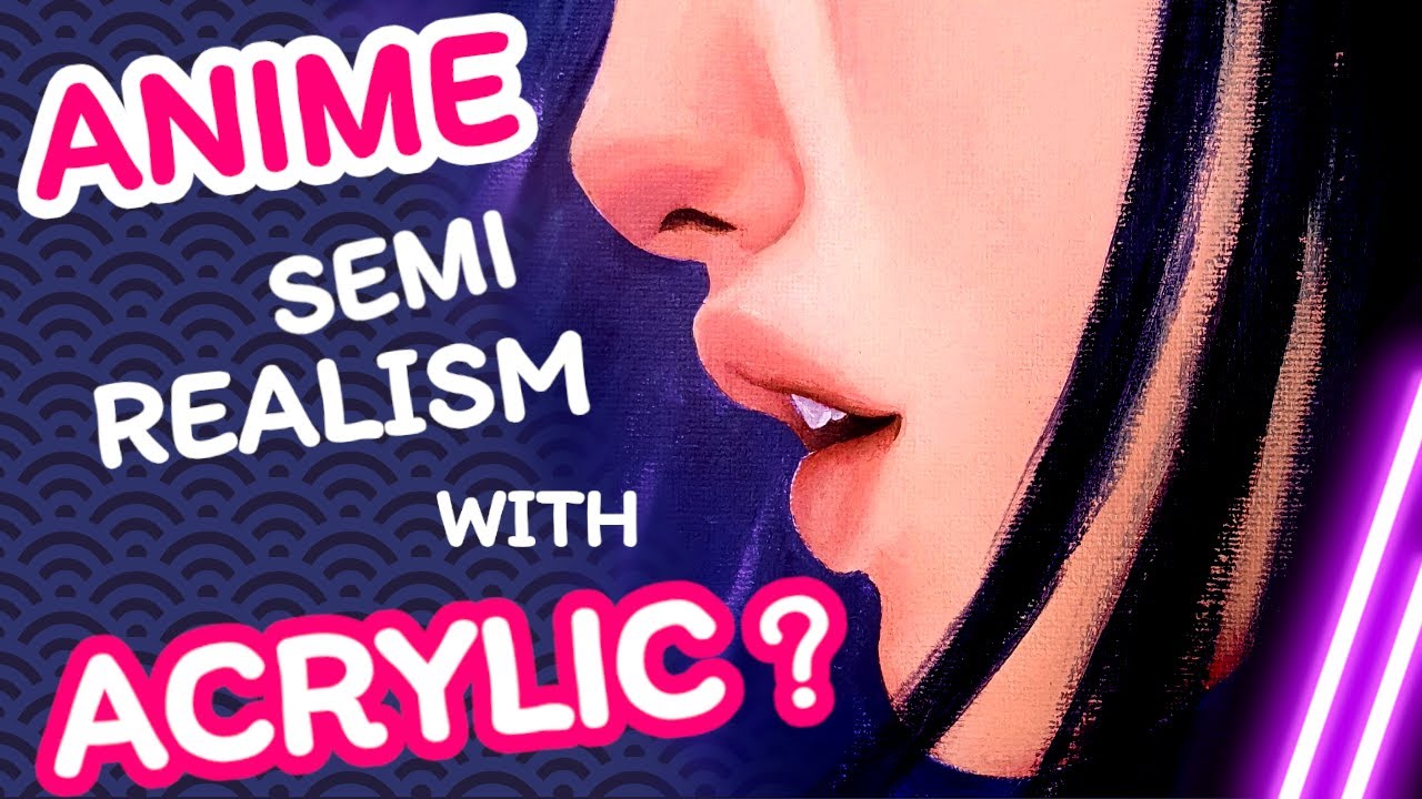💜Step By Step Semi Realistic Anime Portrait | Acrylic Painting Semi Realism Drawing