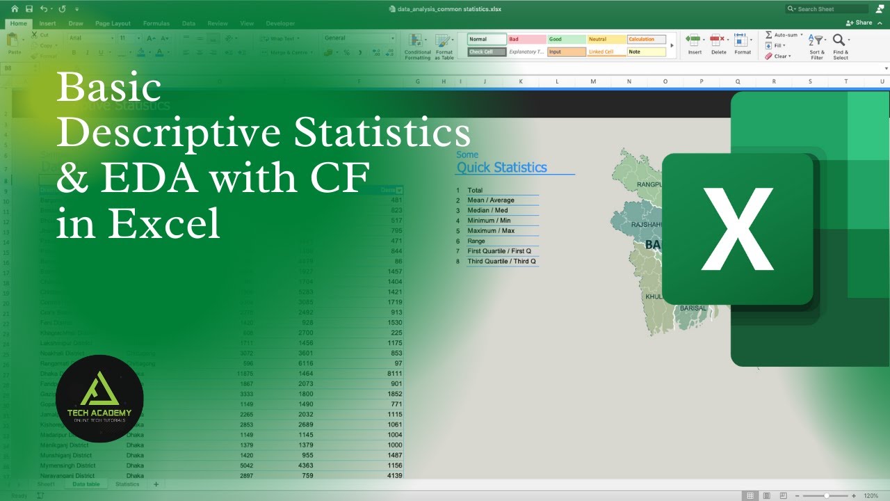 Basic Descriptive Statistics and EDA with Conditional Formatting in Microsoft Excel