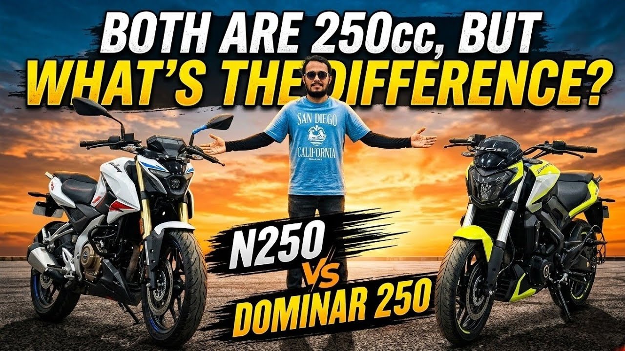 Bajaj Pulsar N250 VS Dominor 250 Detailed Comparison in Telugu | Same Same But Different.@motoboyvk 