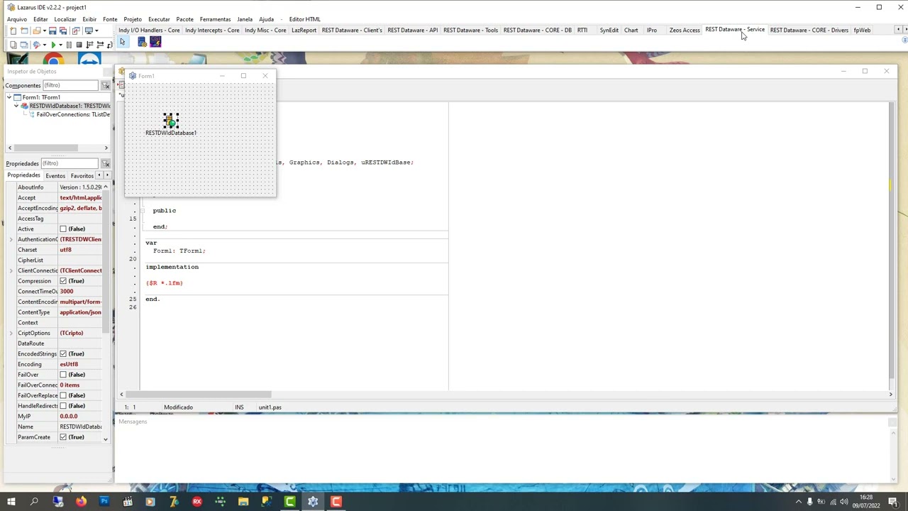 REST Dataware CORE - Refactor - Pacote completo no Lazarus 2.2.2
