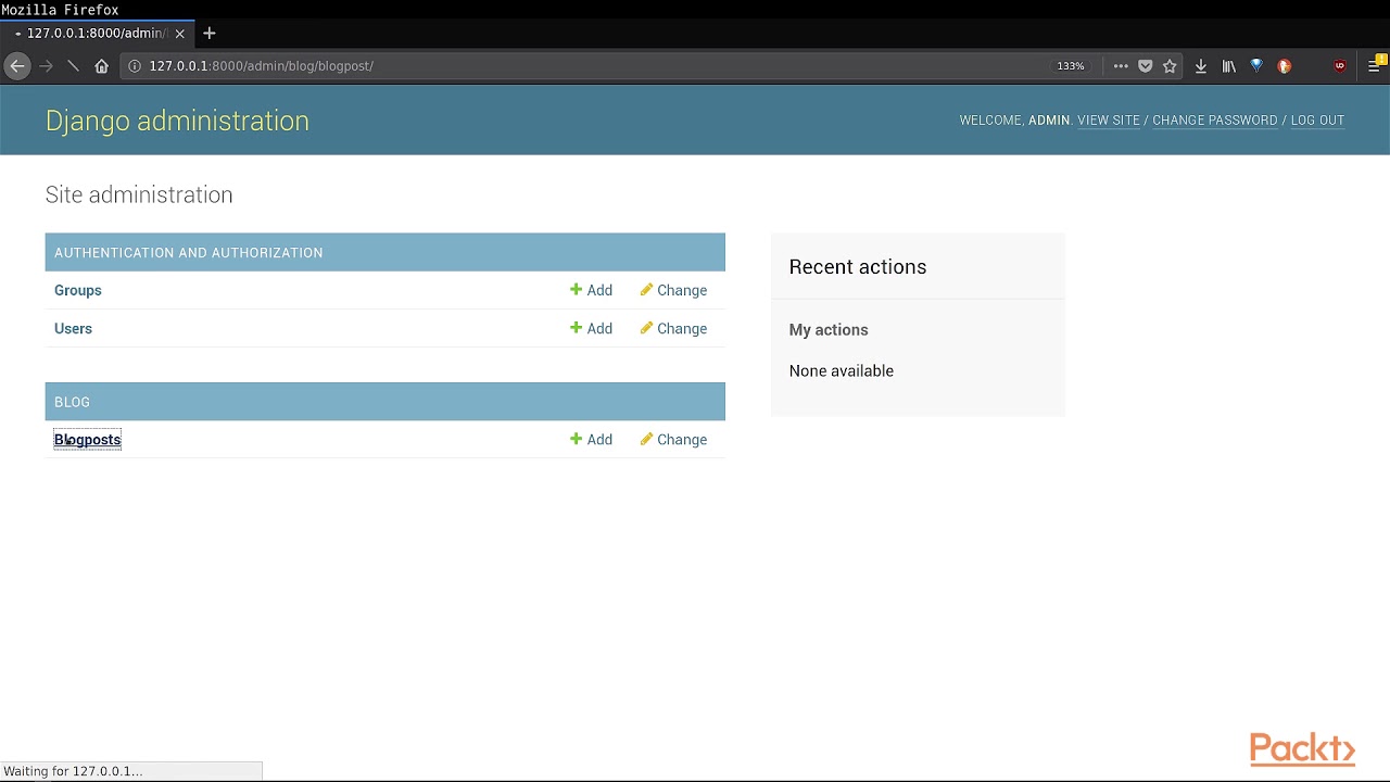 Creating Smart Web Apps with Django : Customizing the Django Admin Page | packtpub.com