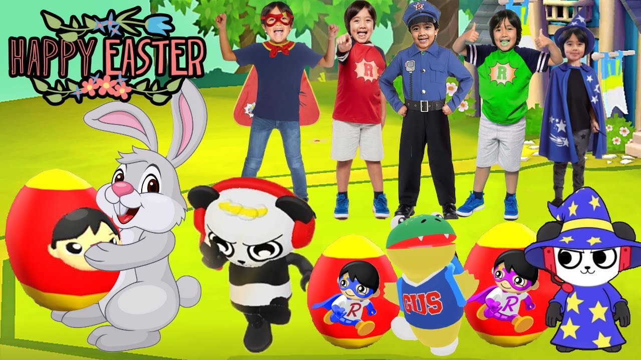 Finding a Mystery Surprise Egg in Tag with Ryan Easter Special Episode with Combo Panda and Gus