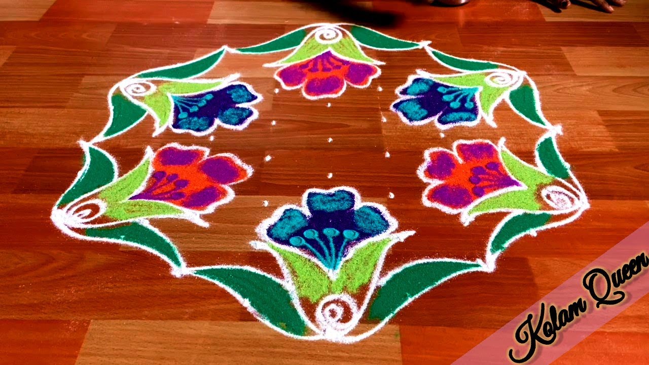 Simple Rangoli Designs |Simple & easy flower kolam for beginners |Pandagga Muggulu |Kolam 296