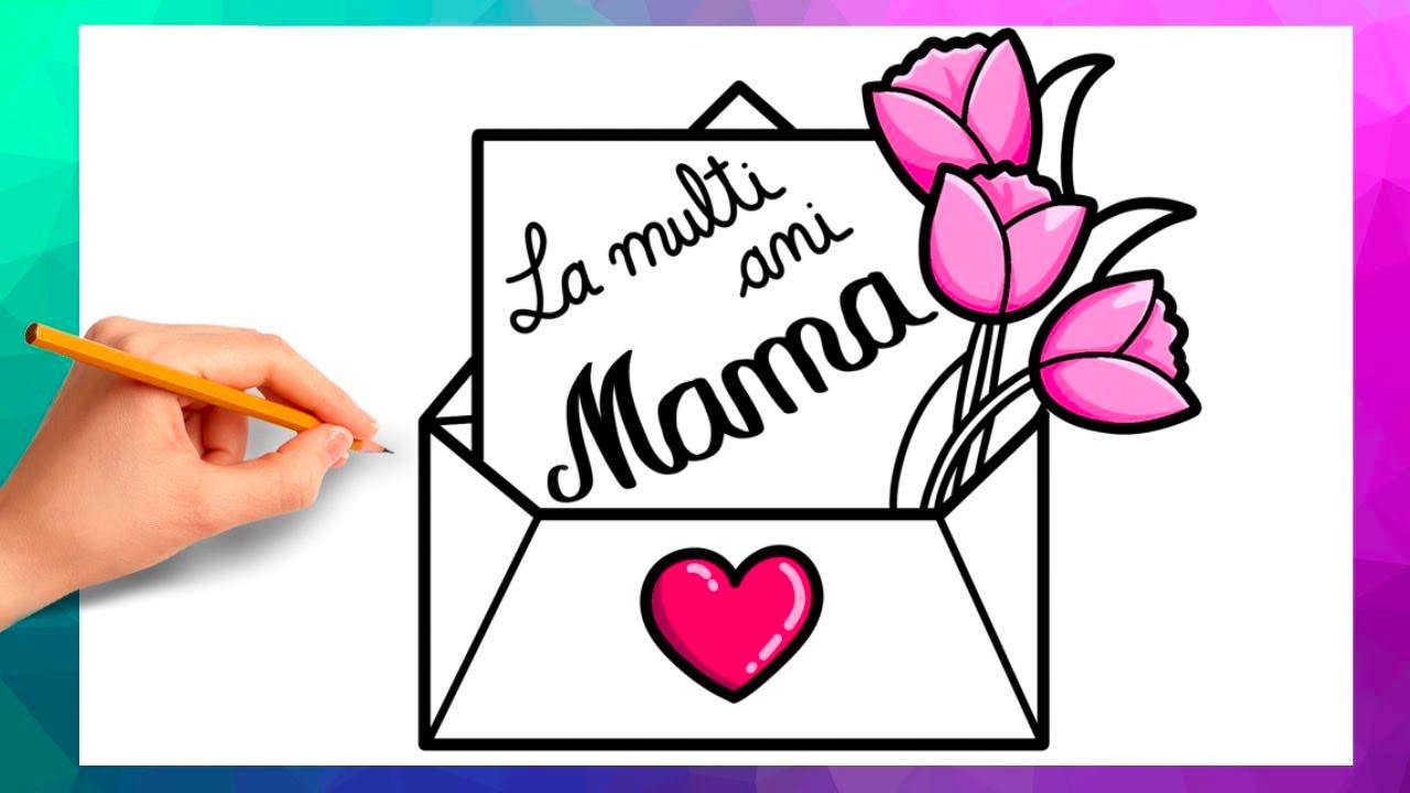 Deseneaza o FELICITARE de ZIUA MAMEI cu Lalele | 8 MARTIE❤️ How to Draw MOTHERS DAY GIFTCARD EASY