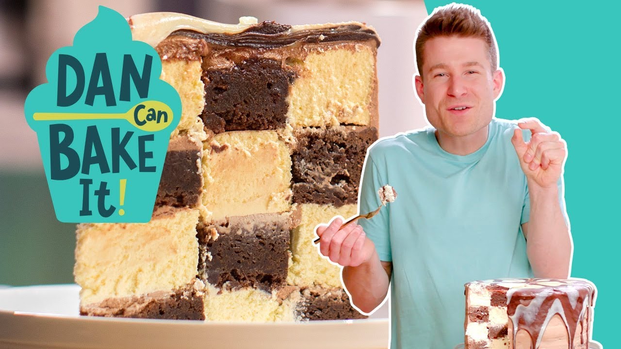 Dan Bakes a Brownie-Cheesecake Checkerboard Cake 🏁Challenge #7 | Dan Can Bake It | Food Network
