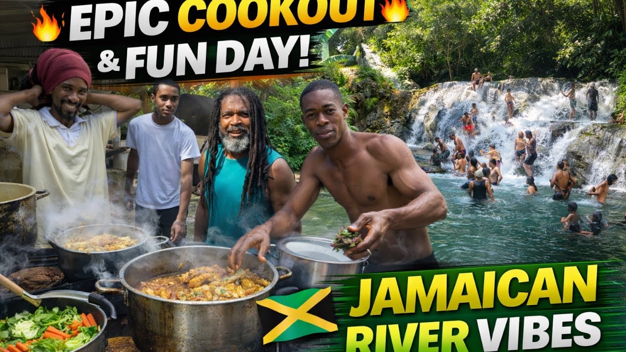 Потрясающий пикник на ямайской реке 🇯🇲🔥 | Еда, веселье и атмосфера водопада...