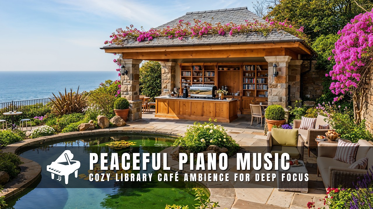 Peaceful Piano Music | Cozy Library Café Ambience for Deep Focus