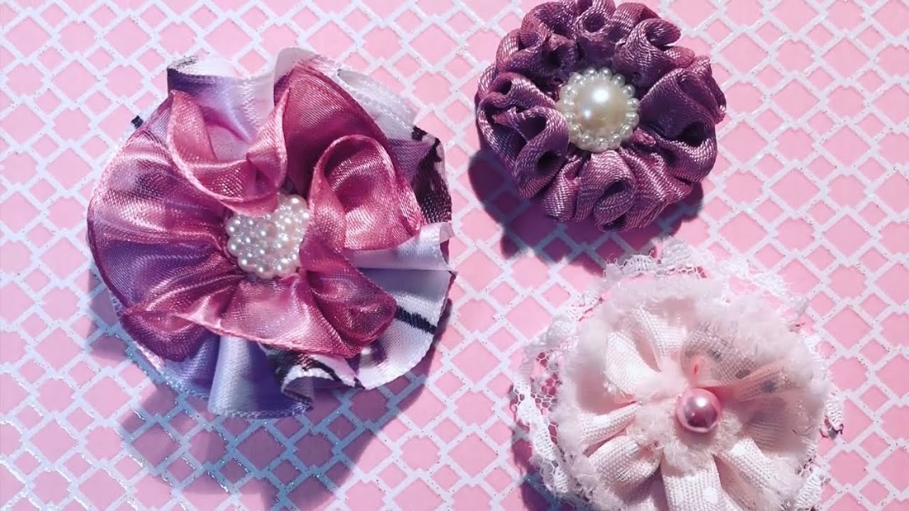 Tuto fleurs en tissu 🌸 satin, organza, dentelle etc ...