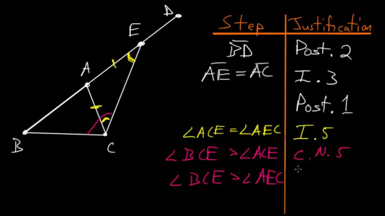 Euclid's Elements Book 1: Proposition 20, Side Lengths In A Triangle