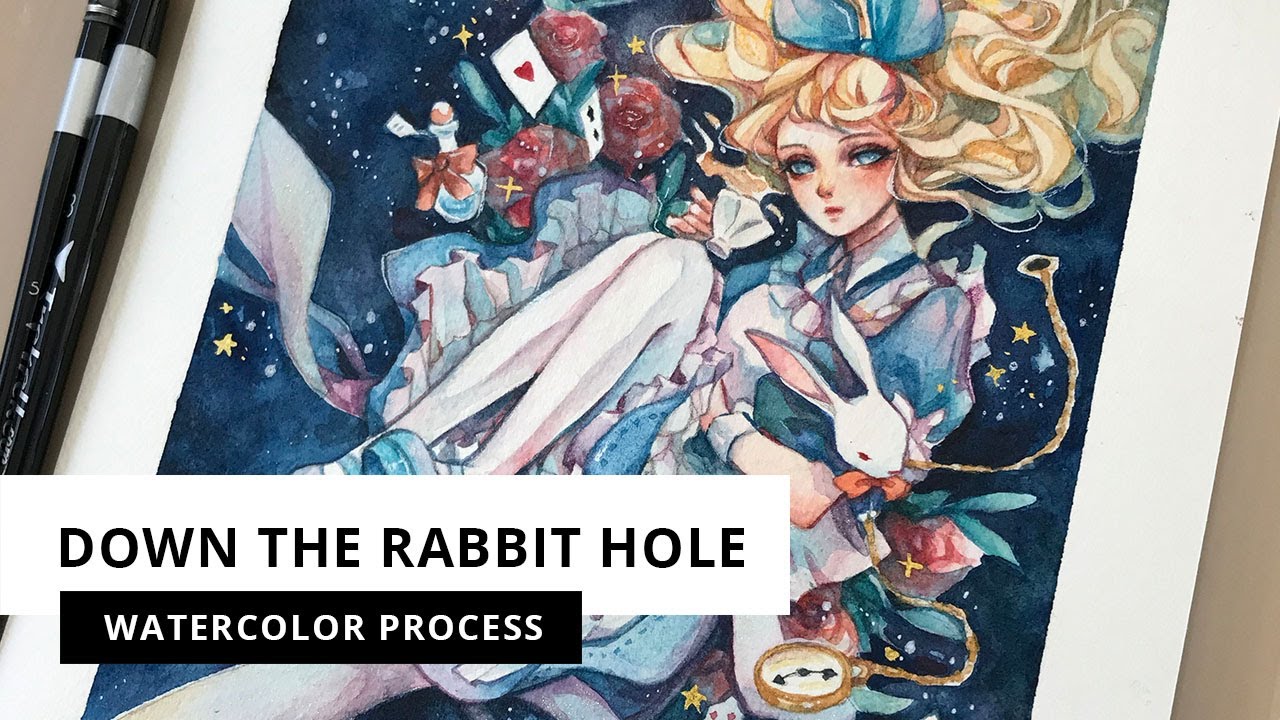 Down the Rabbit Hole | Watercolour Process (Timelapse) by Margaret Morales