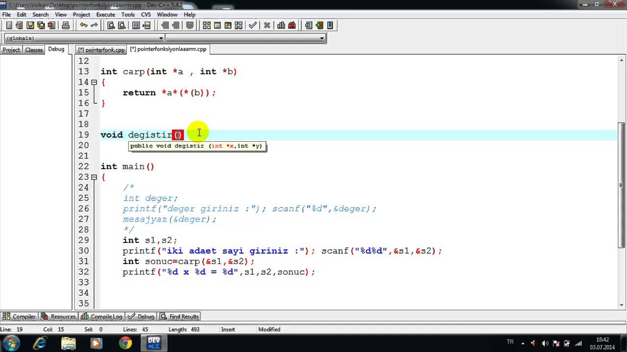 C Programlama | Ders 36 | Pointer (Fonksiyonların Göstericiler ile  Kullanımı) (4/4)