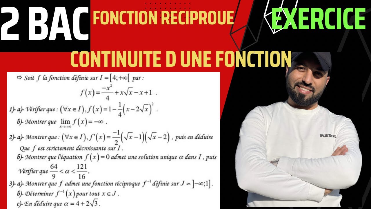 Exercice sur la continuité  2 bac fonction réciproque