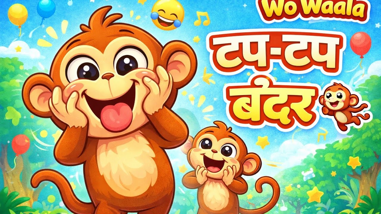 टप-टप बंदर आया 🐒 | Hindi Kids Action Song | Jump & Play Nursery Rhyme | Wo Waala