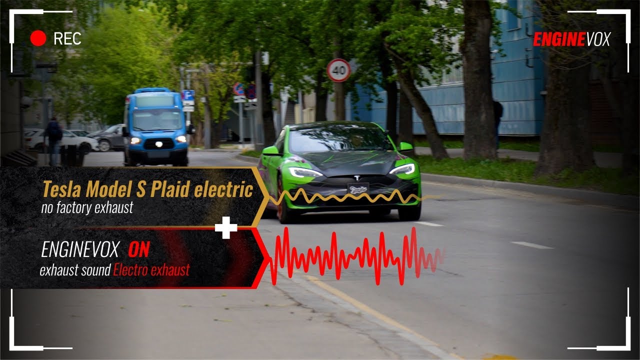 Electronic active sound exhaust system Tesla Model S Plaid electric #ENGINEVOX