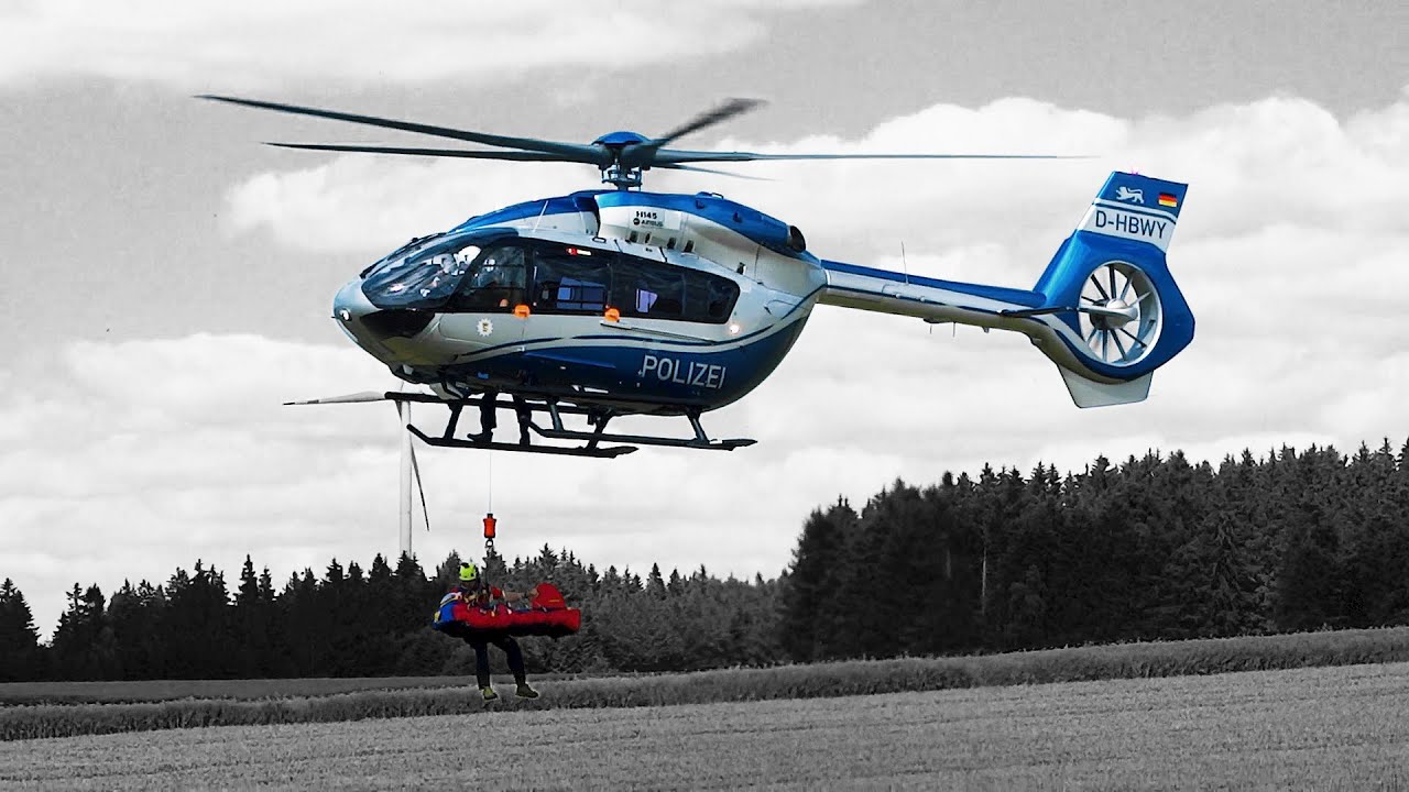 Windentraining der Bergwacht Göppingen und der Polizeihubschrauberstaffel Baden-Württemberg