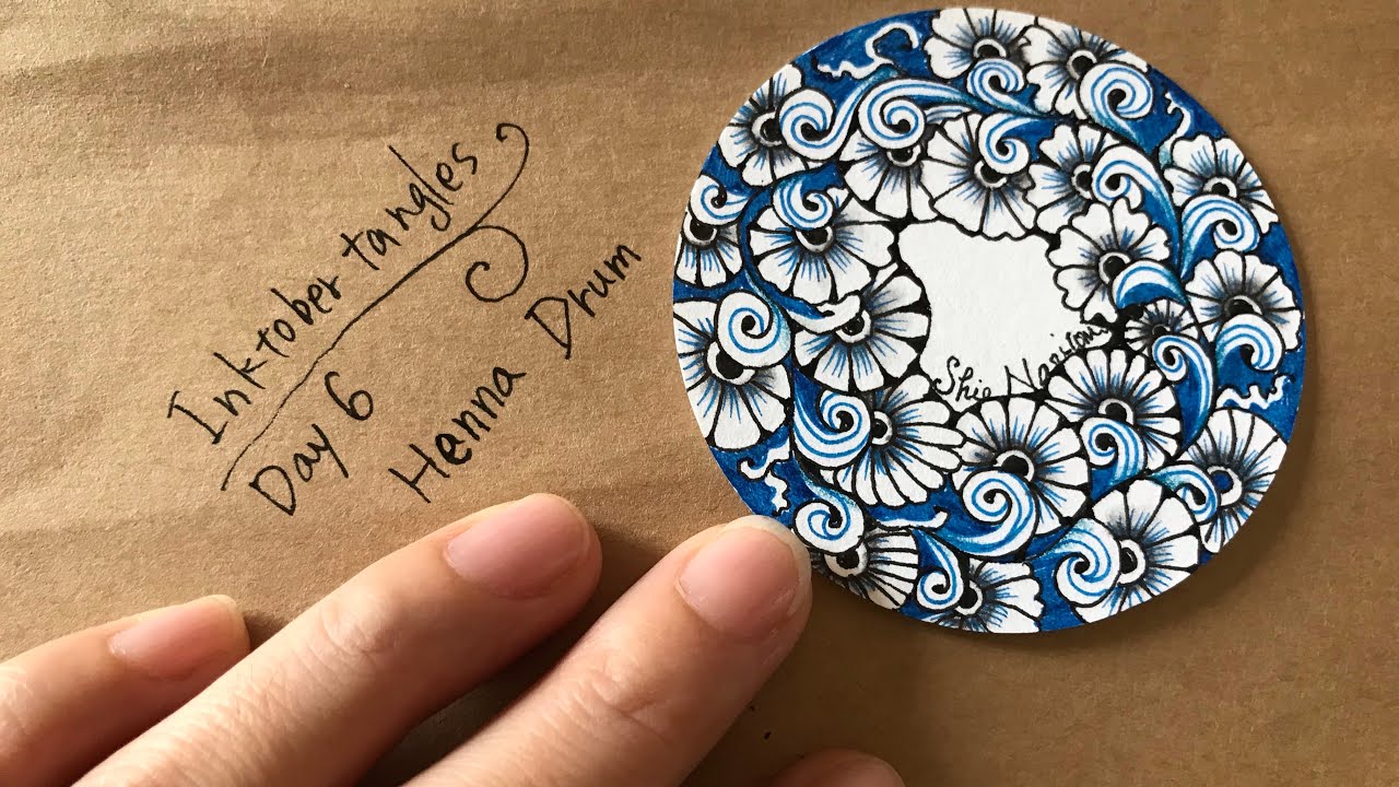 Inktober tangles 2020 Day6 “Henna Drum”