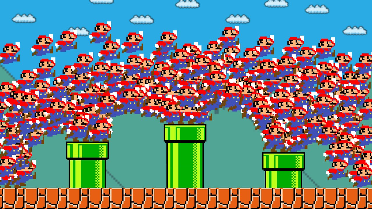 Cat Mario: Super Mario Bros. but 9999 Mario March Madness at once | Game Animation