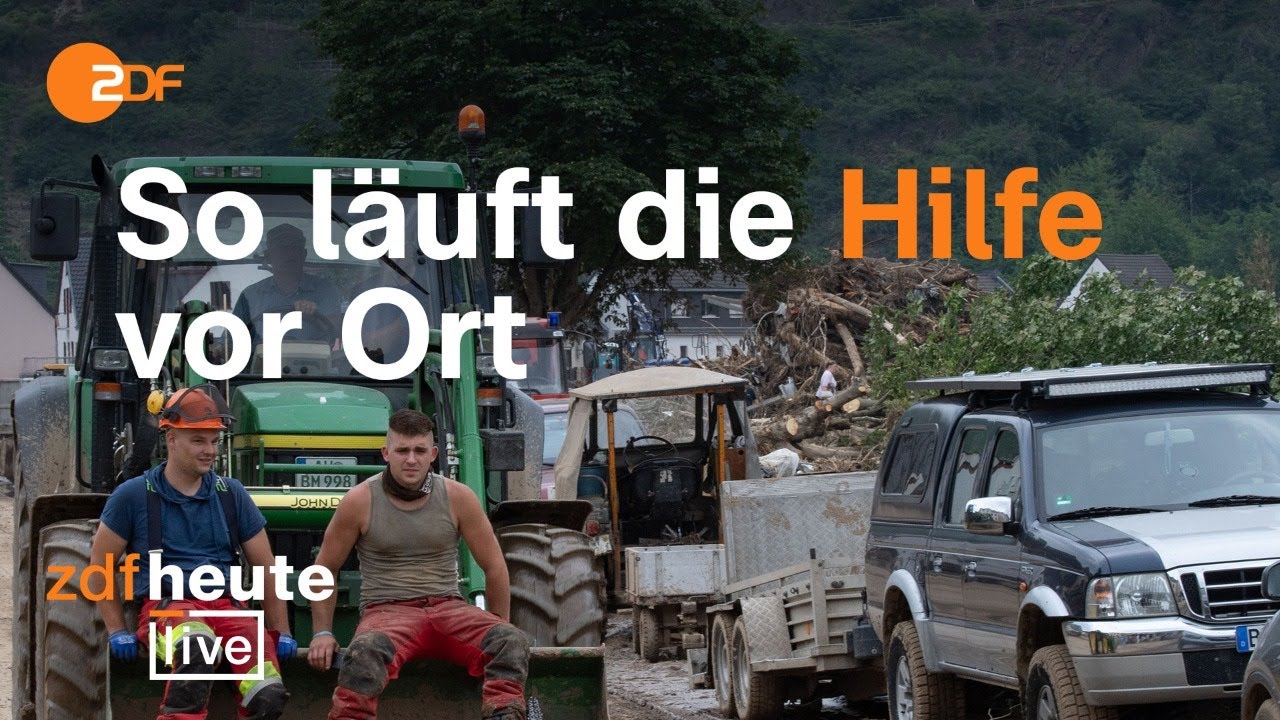 Wie unterst&uuml;tzen Helfer vor Ort? | ZDFheute live zur Flut mit Markus Wipperf&uuml;rth