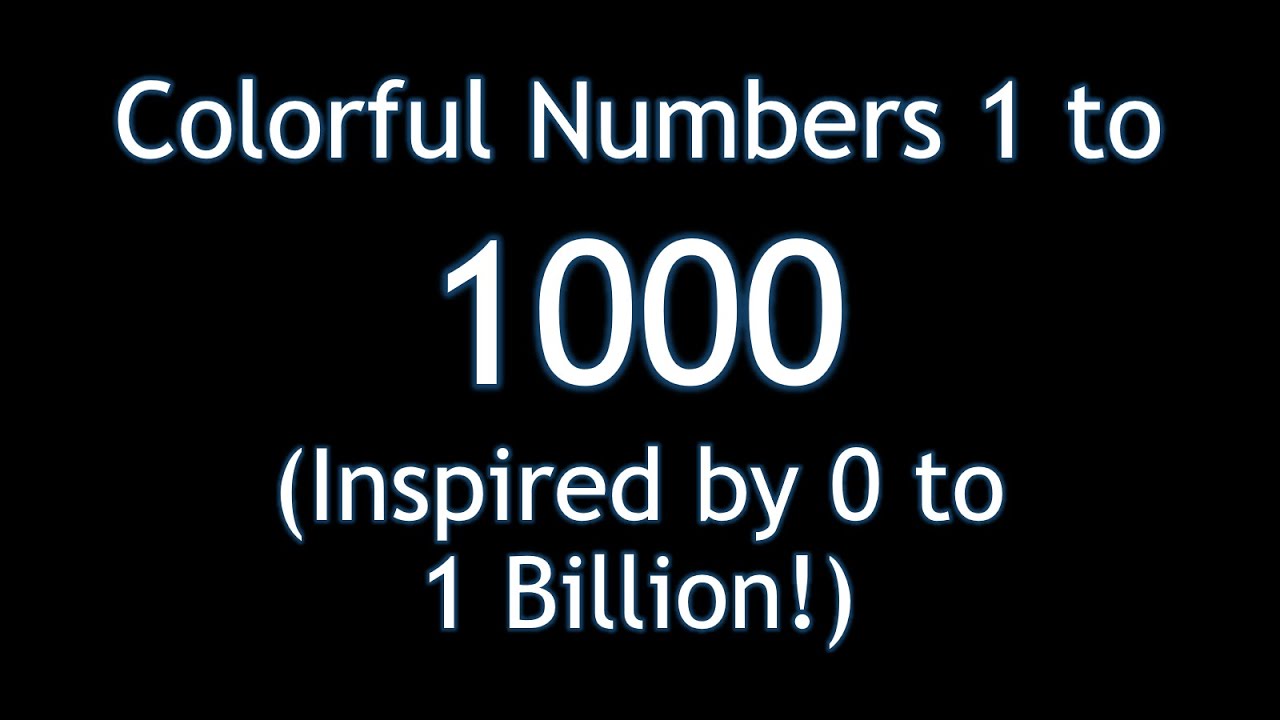 Colorful Numbers 1 to 1000 (Inspired by 0 to 1 Billion!)