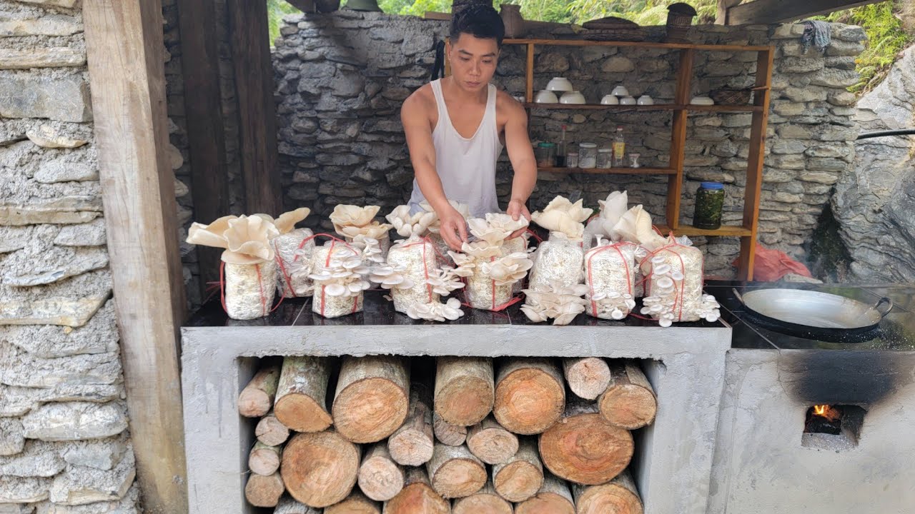 Young CEO: A Tired Day at Work, Harvesting Mushrooms and Rewarding Himself with a Nutritious Meal