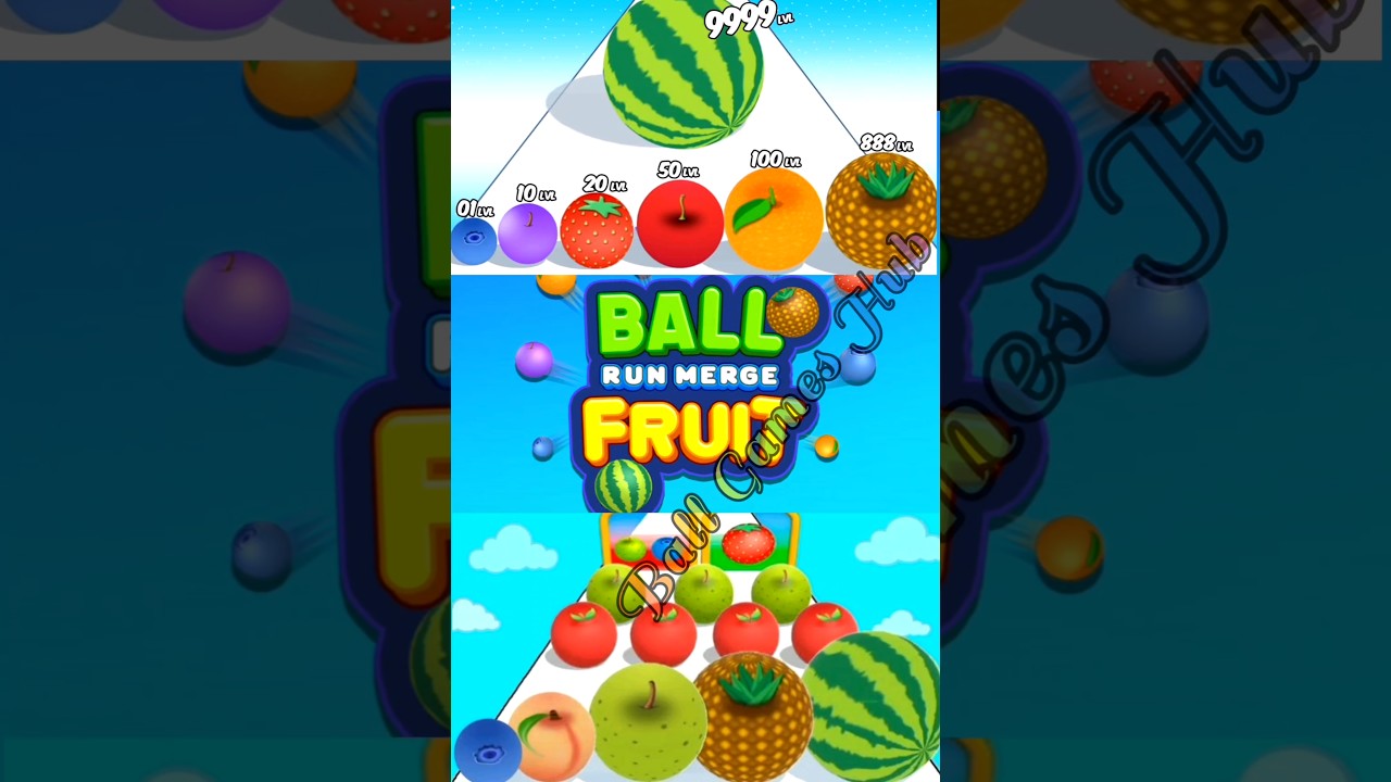 Ball Run Merge Fruit 🍎🍉 Ultimate Juicy 2048 Run Challenge Satisfying Fruit Merge Short #ballgameshub