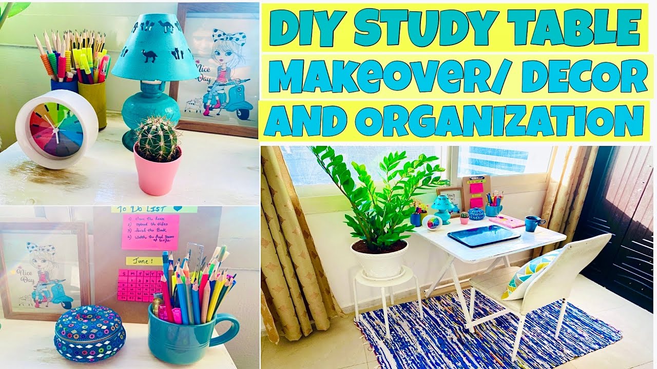 DIY HOME OFFICE/ DESK MAKEOVER- DECOR AND ORGANIZATION IN MALAYALAM WITH ENGLISH SUBTITLES!