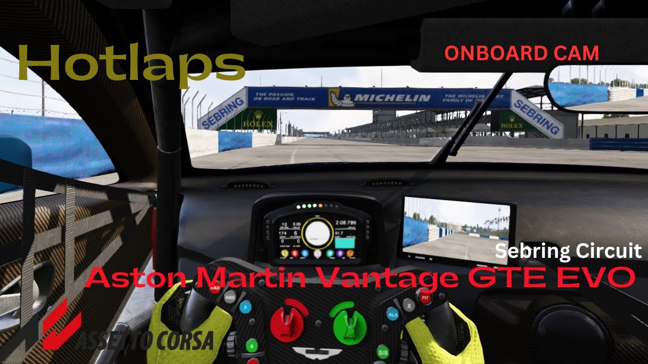 Hotlaps Onboard Cam in Sebring With Aston Martin Vantage GT3 EVO | Assetto Corsa