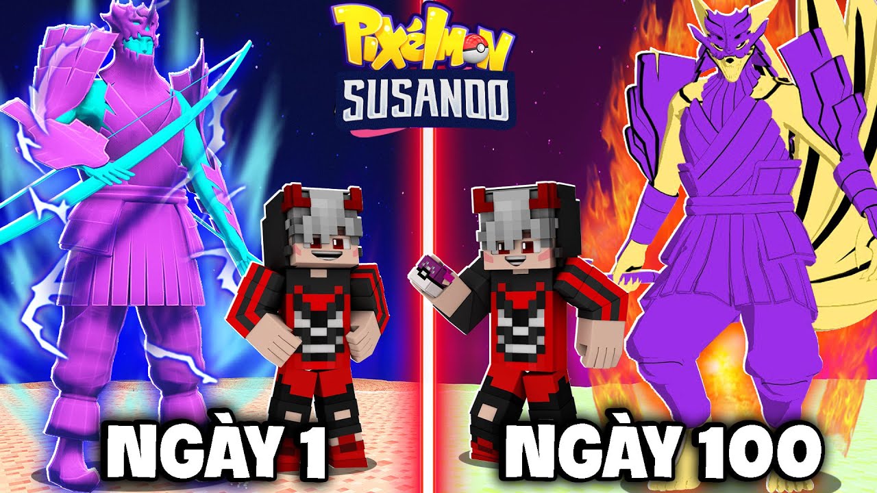 2 CÁ Tóm Tắt 100 Ngày Pixelmon Susanoo Ngầu Nhất Trong Minecraft Siêu Khó