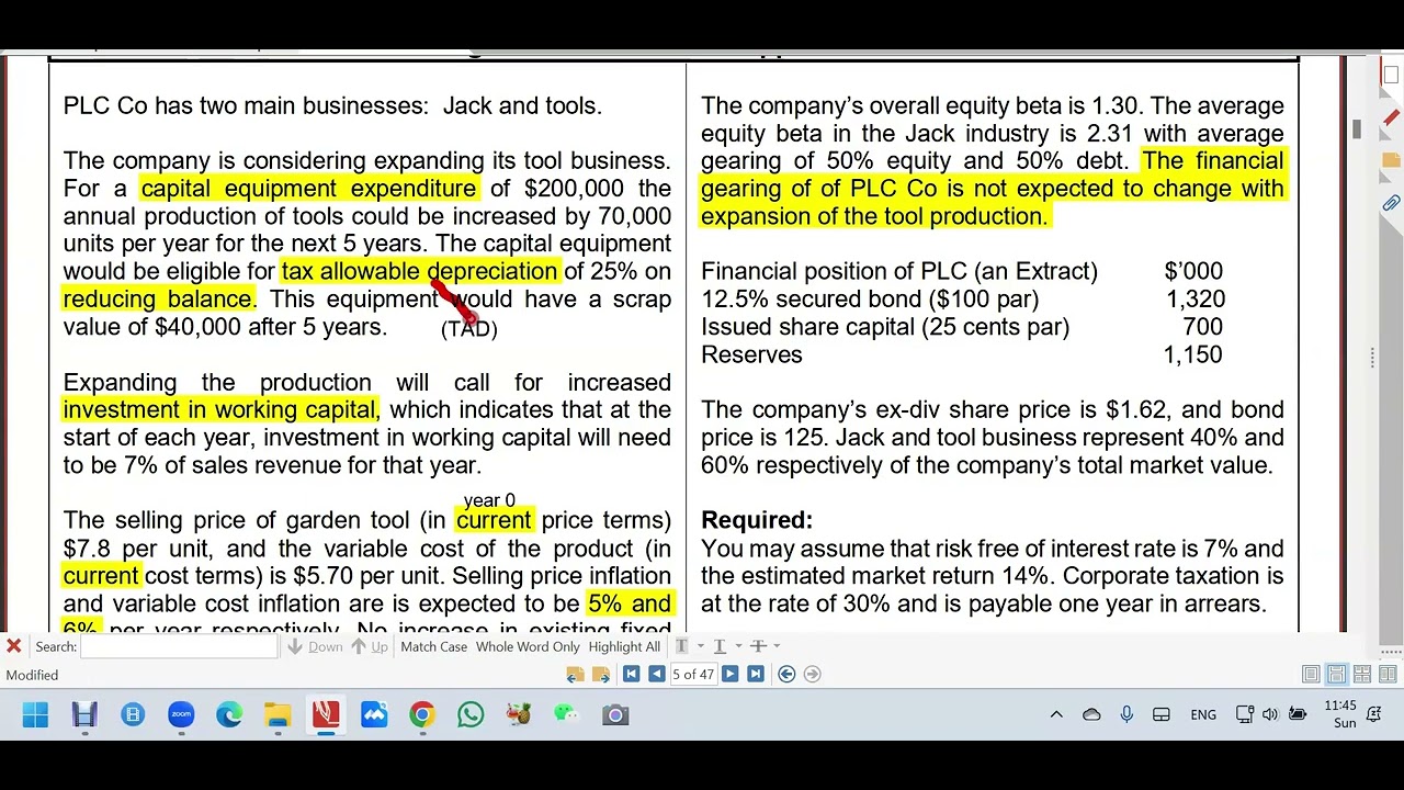 ACCA AFM Nominal Cash Flows Approach to NPV by Mr Daniel Ho
