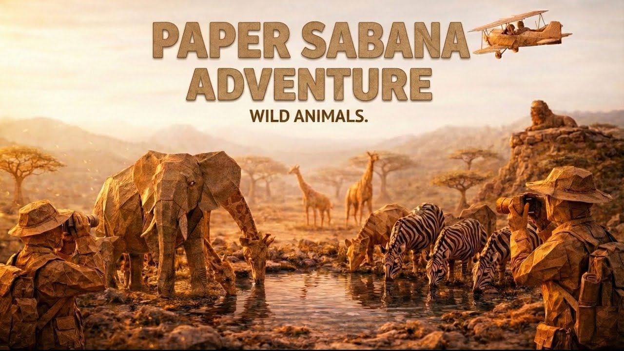 AI Video Art 4K Paper Animals On The Sabana | Dreams of Africa