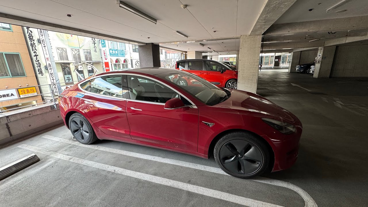【テスラ好き】オートパーキングの横画角での動画 #model3 #tesla #autoparking