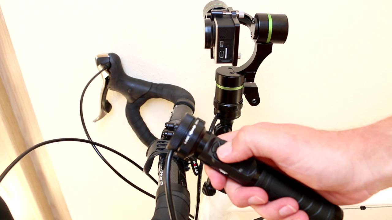 LanParte LA3D 3-axis gimbal for GoPro Hero mounted on a bike (bar handle mount)