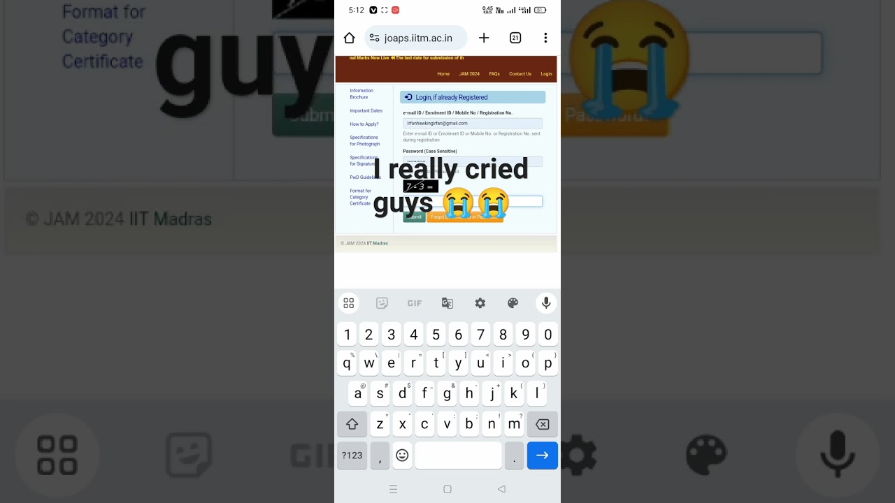 IIT jam 2024 live result checking 😭😭 #shorts #viral #physics #iitjam