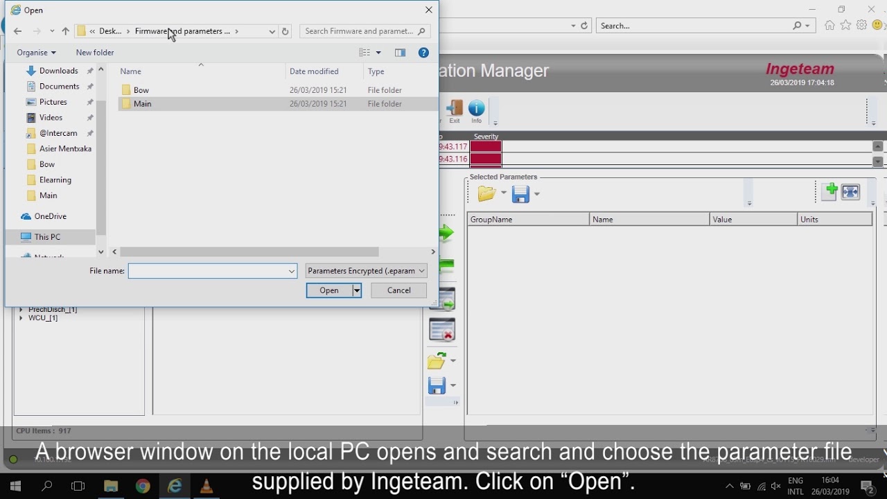 INGEDRIVE Training - Loading of Parameters